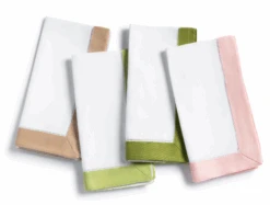 Colored Border Hemstitch Napkins Set Of 6