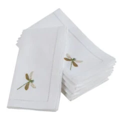 Embroidered Dragonfly Hemstitch Napkin 6 Pack