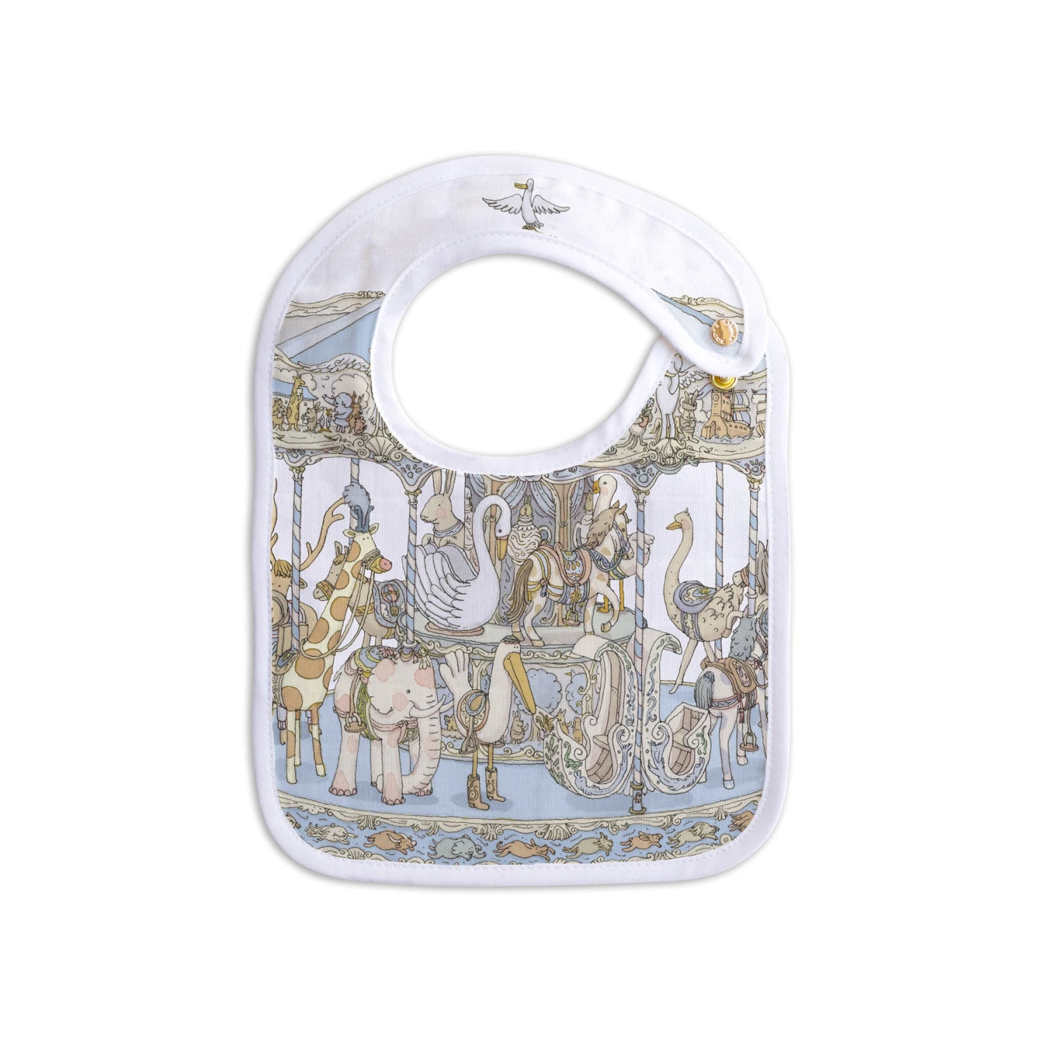 Atelier Choux Blue Carousel Baby Bib - Image 2