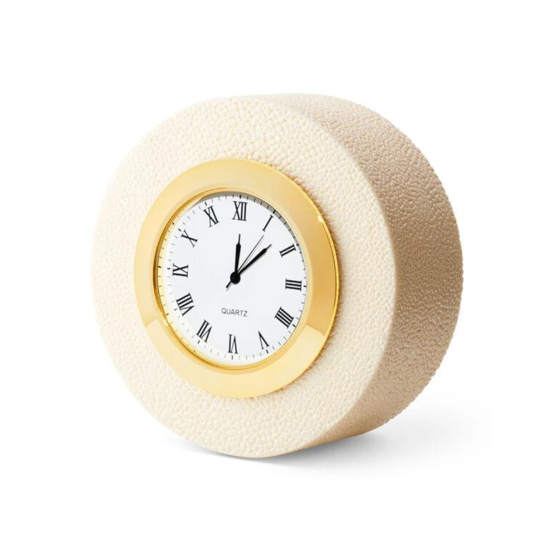 Aerin Cream Shagreen Desk Clock