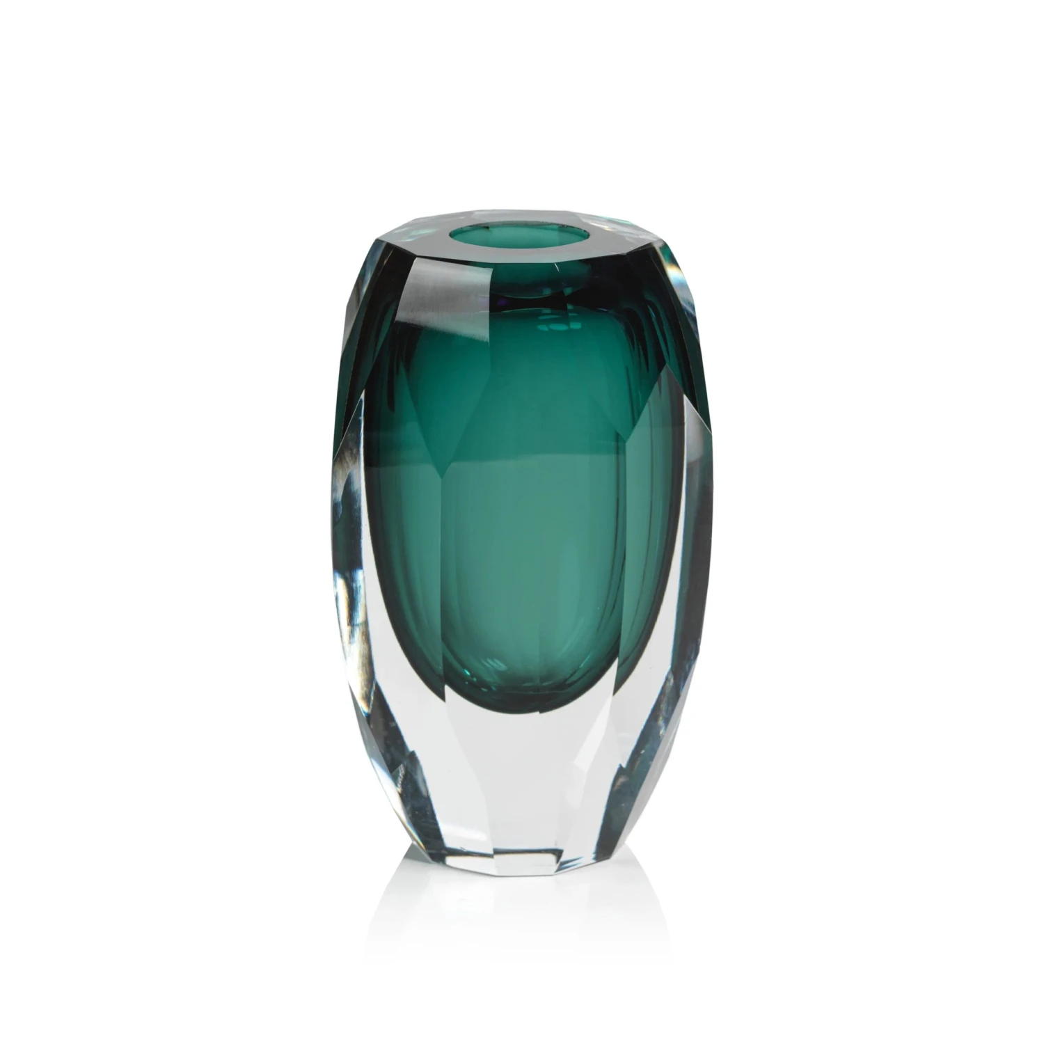Aman Emerald Cut Glass Vase Medium 6.5โ