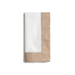 Taupe Border Hemstitch Napkins Set Of 6