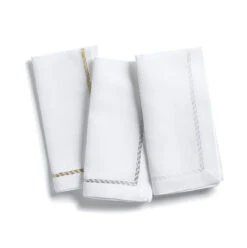 Linen Dot Trim Napkins Set Of 12