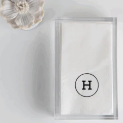 Black Napkins With Acrylic Tray Gift Set